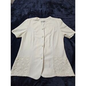 Vintage Pablo Collection cream suit jacket button down with lace detail size 14